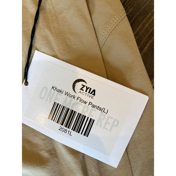 Zyia Active Work Flow Pants Women Large Tan Neutral Lounge Athletic Yoga Loose - Picture 2 of 12